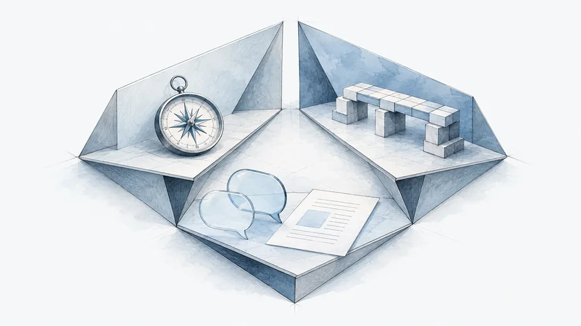 Trois perspectives connectées : décider de manière fondée, mettre en œuvre de manière durable et communiquer de manière compréhensible.