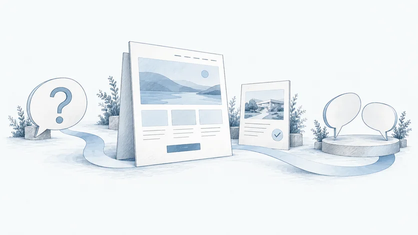 Un site web relie la demande d'un prospect à des informations pertinentes, des preuves et une conversation.