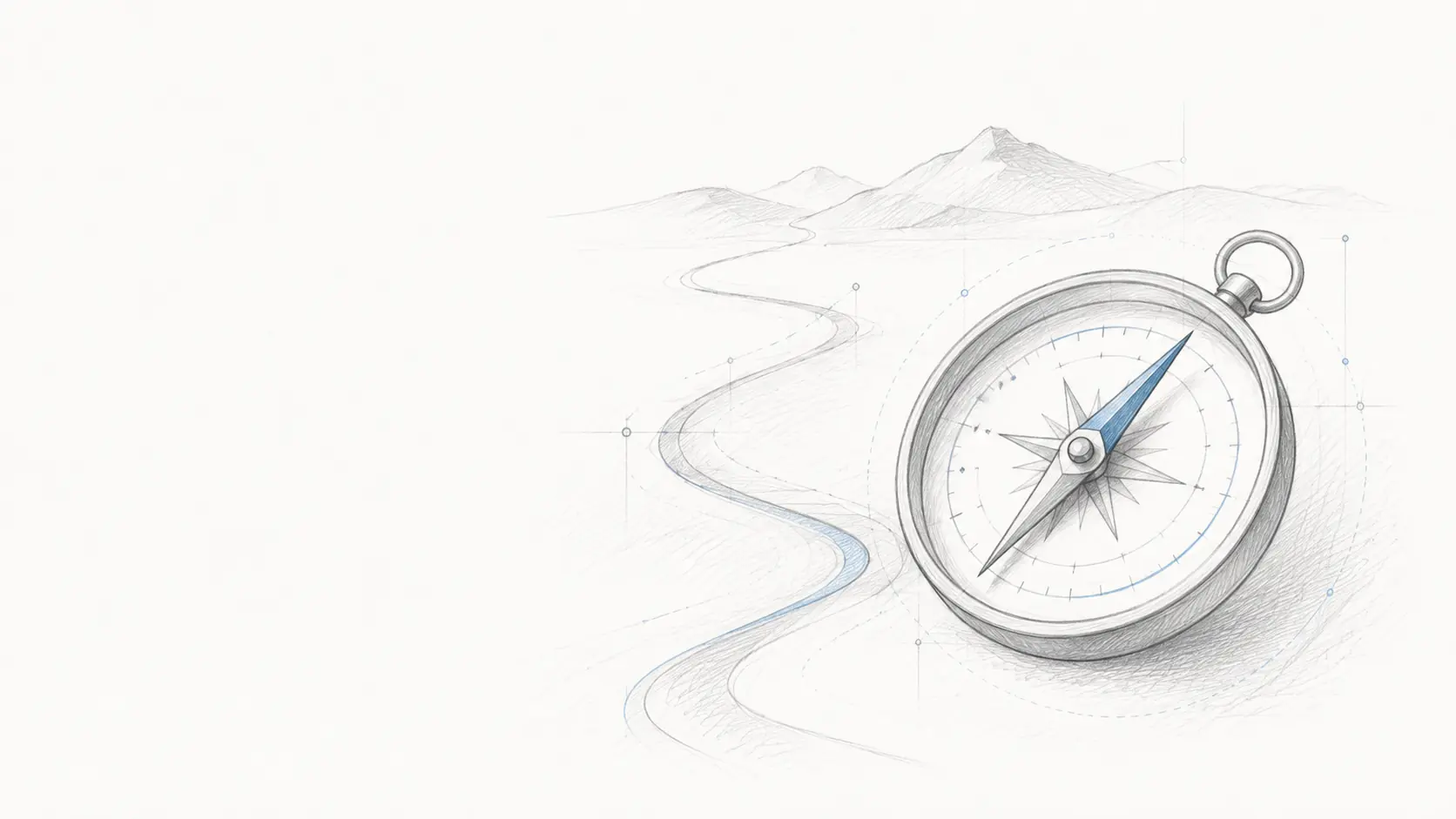 Boussole dessinée avec un chemin comme symbole d'une stratégie numérique claire