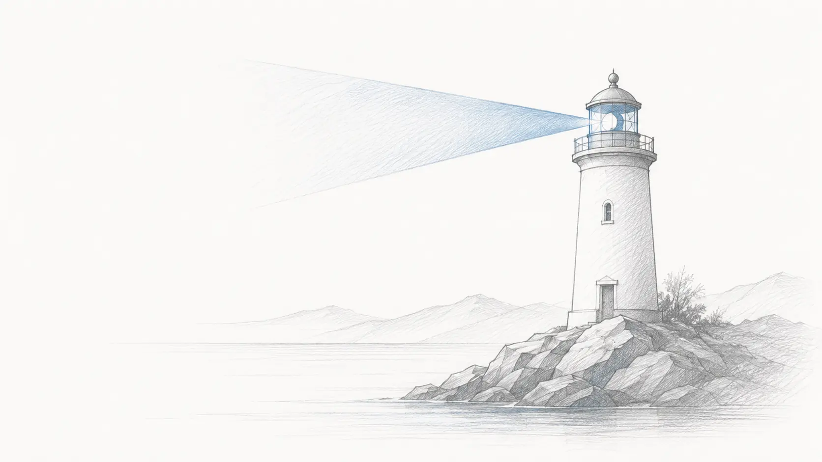 Phare dessiné avec un signal visible comme symbole de découvrabilité et de recherche