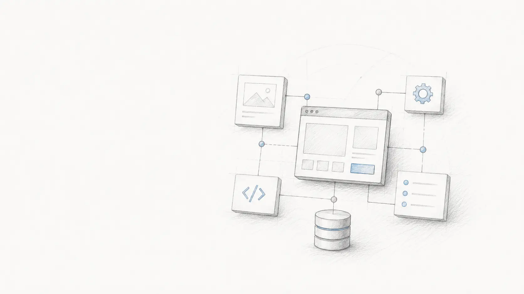 Architecture de système interconnecté dessinée comme symbole pour les sites web et les systèmes numériques